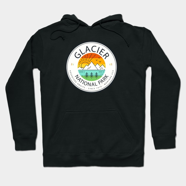 Glacier National Park Retro Vintage Hoodie by roamfree